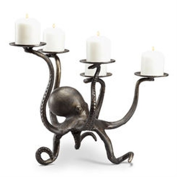Octopus Pillar Candelabra Sculpture Candle Five tentacles Holder